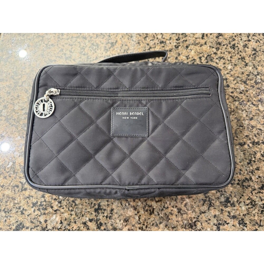 Gently Used Henri Bendel Black Quilted Nylon Baby Bag Organizer Travel Case